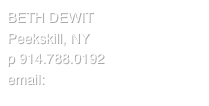 BETH DEWIT
Peekskill, NY
p 914.788.0192
email: dewitart@optonline.net
